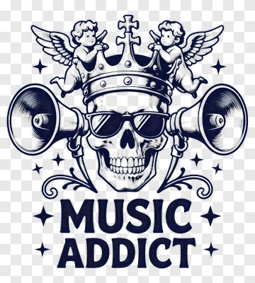 Music Addict Skull Logo PNG