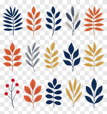 Flat Design Leaf And Berry Icons PNG