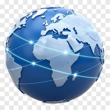 Blue Earth Globe With Global Network Lines PNG