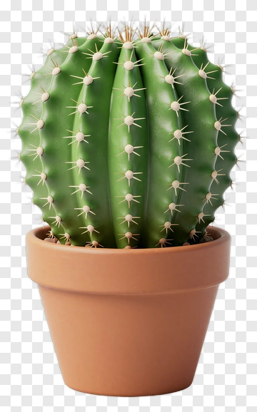 Green Cactus In Terracotta Pot PNG