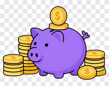Purple Piggy Bank With Gold Coins PNG