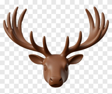 3D Deer Head With Antlers PNG