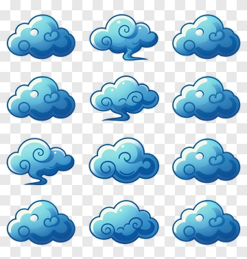 Blue Cartoon Clouds PNG