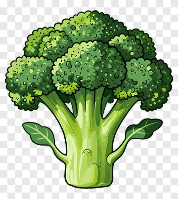 Cartoon Broccoli With Leaf PNG