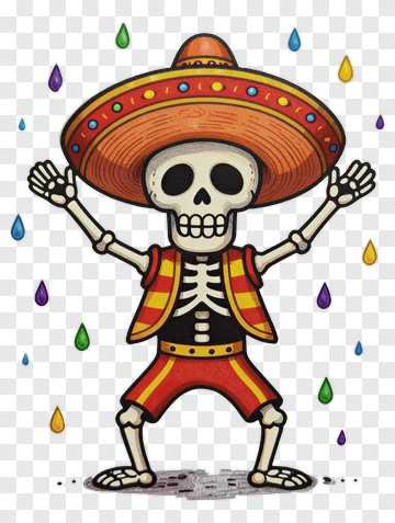 Joyful Catrina Dancing In Rain PNG