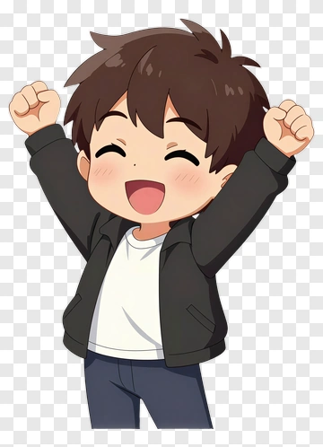 Joyful Boy Celebrating Victory PNG