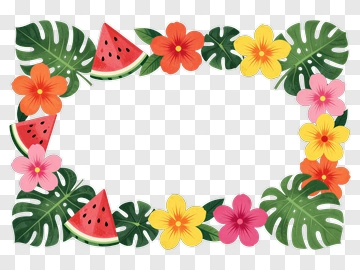 Tropical Fruit And Flower Border PNG