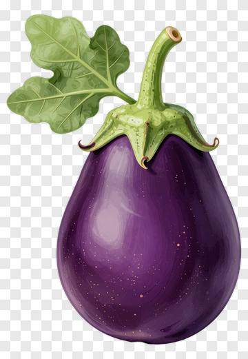 Eggplant With Leaf And Stem PNG