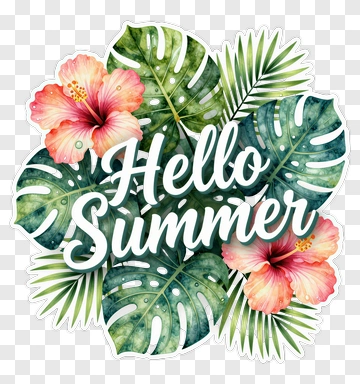 Hello Summer Tropical Design PNG