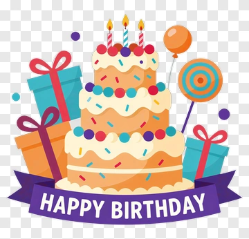 Happy Birthday Cake With Gifts And Candy PNG