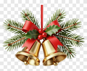 Christmas Bells With Pine And Holly PNG