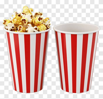 Popcorn In Red And White Striped Cups PNG