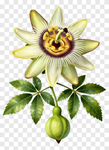 Passionflower Botanical Illustration PNG
