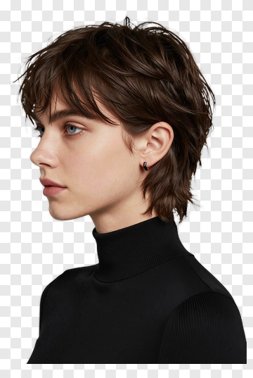 Side Profile Of A Woman With Short Hair PNG