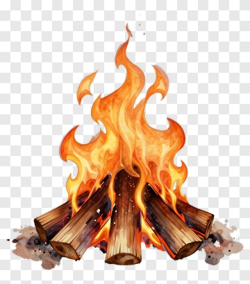 Campfire With Wooden Logs And Flames PNG