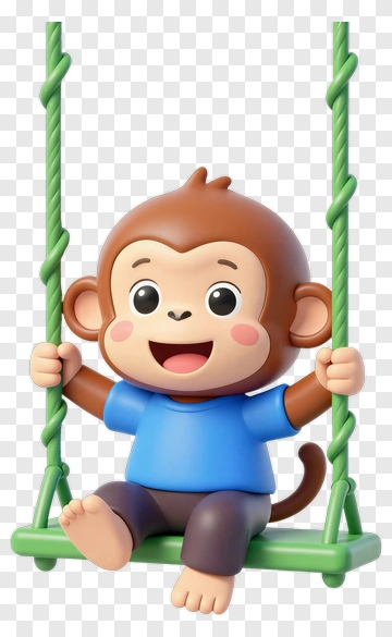 Happy Monkey On Swing PNG