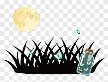 Fireflies In A Glass Jar With Grass PNG