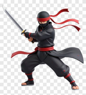 Ninja With Sword In Action Pose PNG