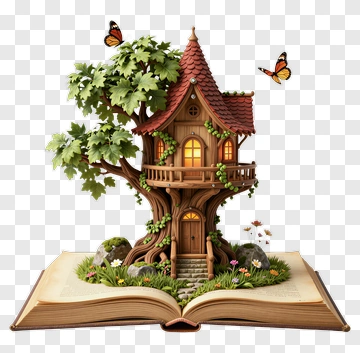 Treehouse In An Open Book PNG