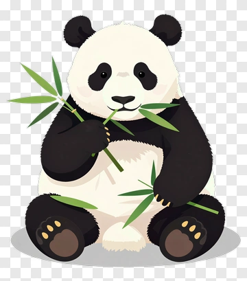 Cute Panda Eating Bamboo PNG