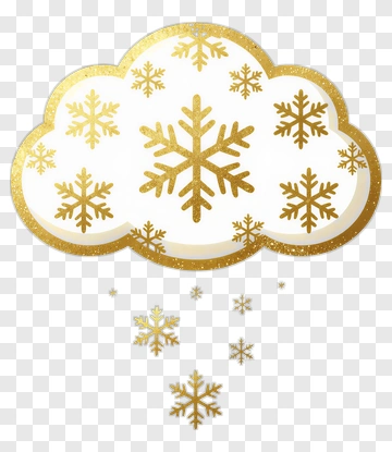 Golden Snowflakes Falling From Cloud PNG
