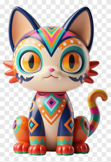 Colorful Cat Art Toy PNG