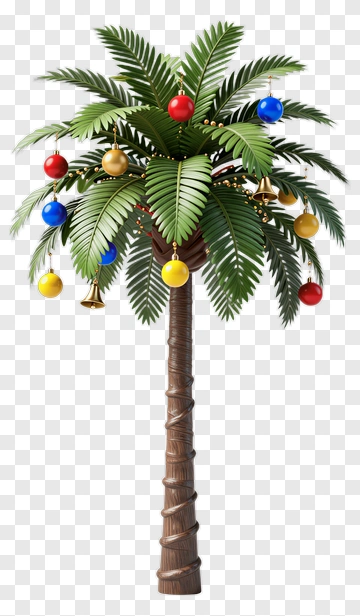 Decorated Palm Tree With Christmas Ornaments PNG