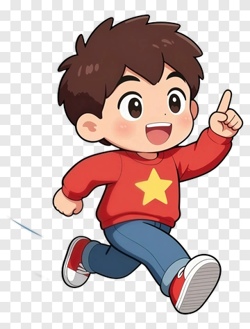 Energetic Boy Running And Pointing PNG