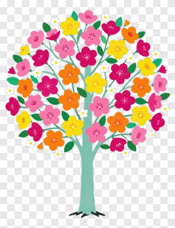 Flower Tree With Bright Blooms PNG