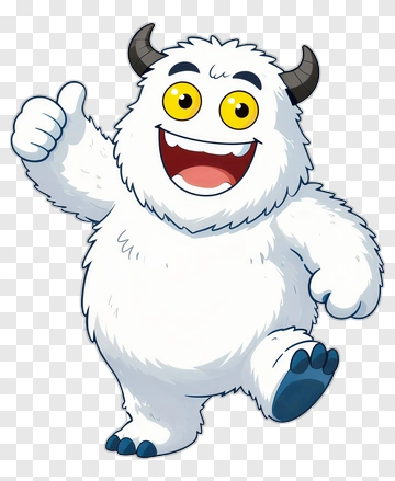 Happy Cartoon Yeti Giving Thumbs Up PNG