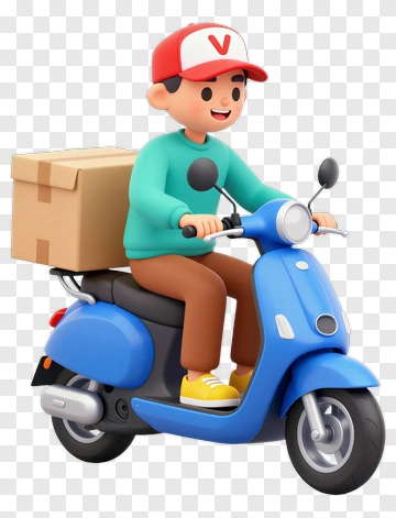 Delivery Person On Scooter PNG