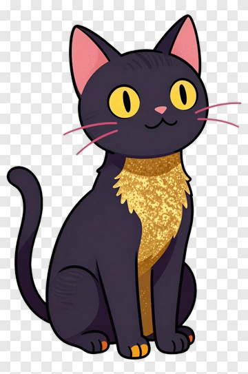 Black Cat With Glitter Collar PNG