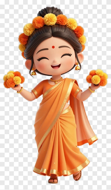 Joyful Indian Girl In Sari PNG