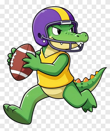 Cartoon Alligator Football Player PNG