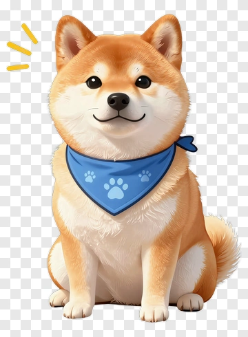 Happy Shiba Inu Puppy With Blue Bandana PNG
