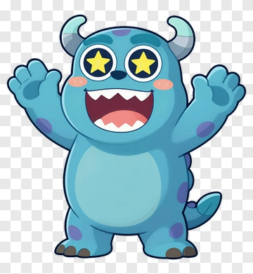Happy Blue Monster With Star Eyes PNG