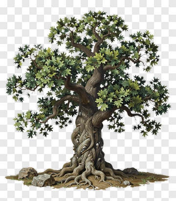 Ancient Oak Tree With Deep Roots PNG