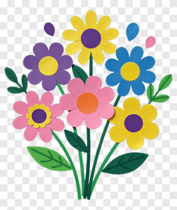 Colorful Paper Flower Bouquet PNG