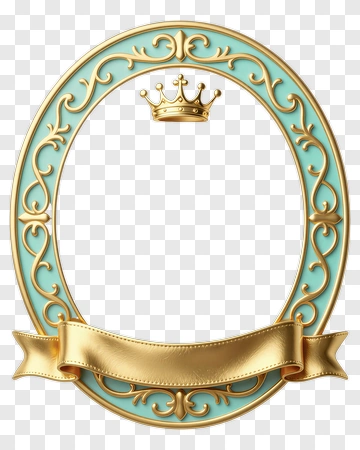 Gold Crown Ornate Frame With Ribbon PNG