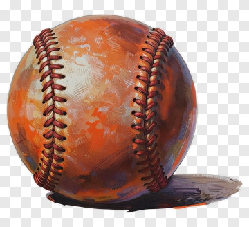 Weathered Baseball In Watercolor Style PNG