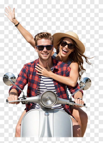 Couple Riding Scooter PNG