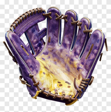Purple Baseball Glove With Yellow Palm PNG