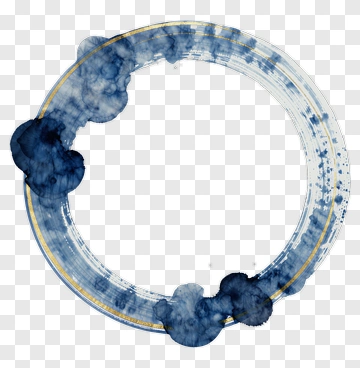 Blue Ink Circle With Gold Accents PNG