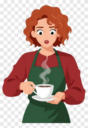 Barista Holding Coffee Cup PNG