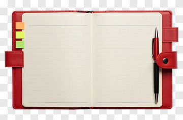 Red Leather Notebook With Pen PNG