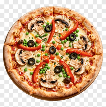 Vegetable Pizza With Mushrooms And Peppers PNG