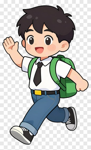 Happy Cartoon Student Waving PNG