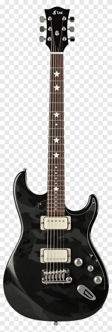 Black Electric Guitar With Star Inlays PNG