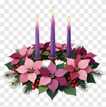 Advent Wreath With Lit Candles PNG