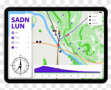 Navigation App Display On Tablet PNG